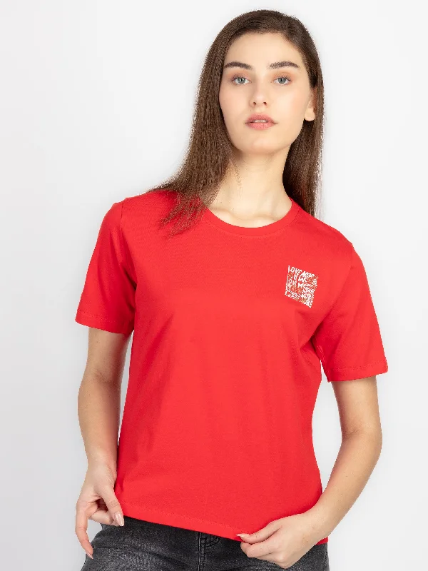Womens Front & Back Printed Oversized T-Shirt Graphic T-Shirt Round Neck Polyester