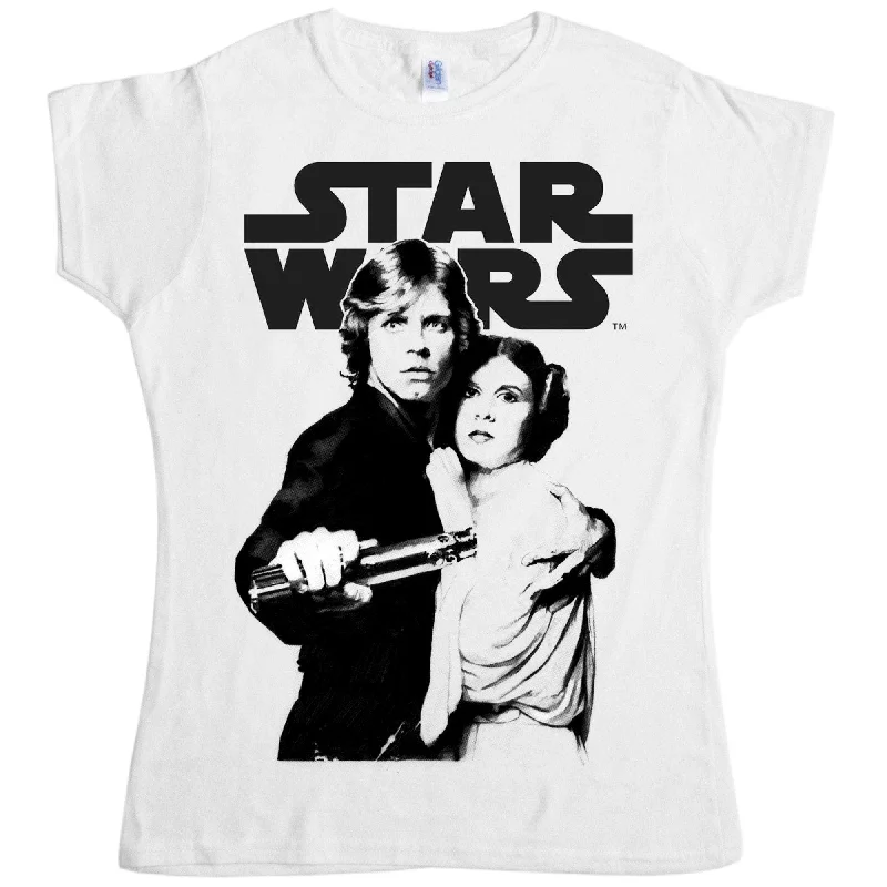 Star Wars Luke And Leia T-Shirt for Women Welt Pockets Slit Pockets