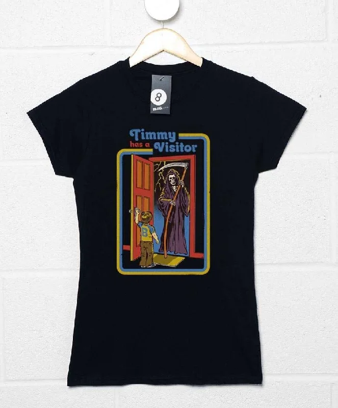 Steven Rhodes Timmy Has A Visitor Fitted Womens T-Shirt Jersey Fabric Tulle Fabric Batik Fabric