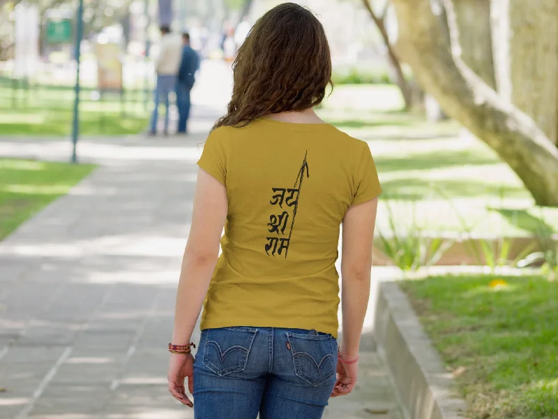 Summer T-shirt for Women (Jai Shri Ram Back ) Handmade Hand-knitted Hand-woven