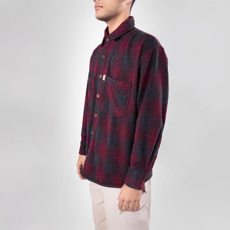 SUPERKICKS | FLANNEL SHIRT { MAROON Seamless Knitted Crochet