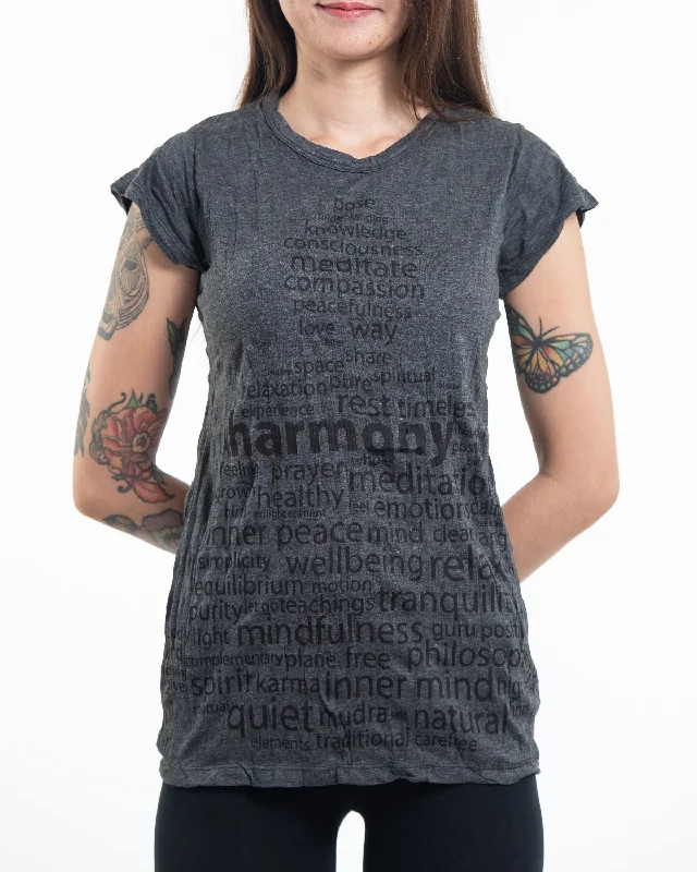 Sure Design Women's Harmony T-Shirt Black Silk Blend Satin Velvet