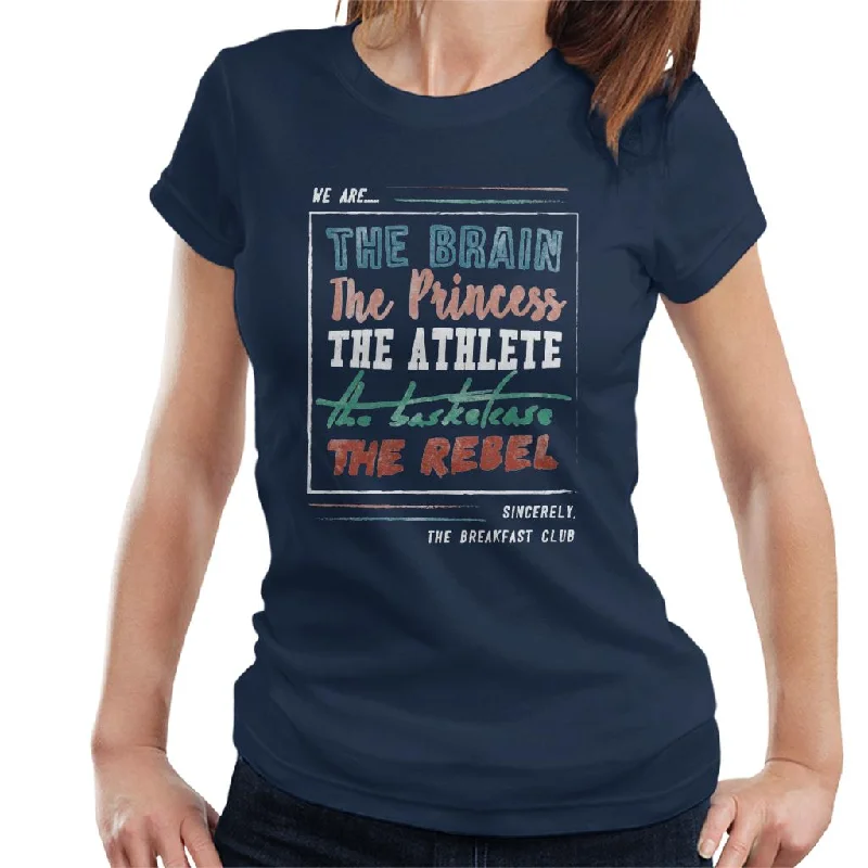 The Breakfast Club We Are The Brain The Princess The Athlete Women's T-Shirt Oversized T-Shirt Spandex breathable