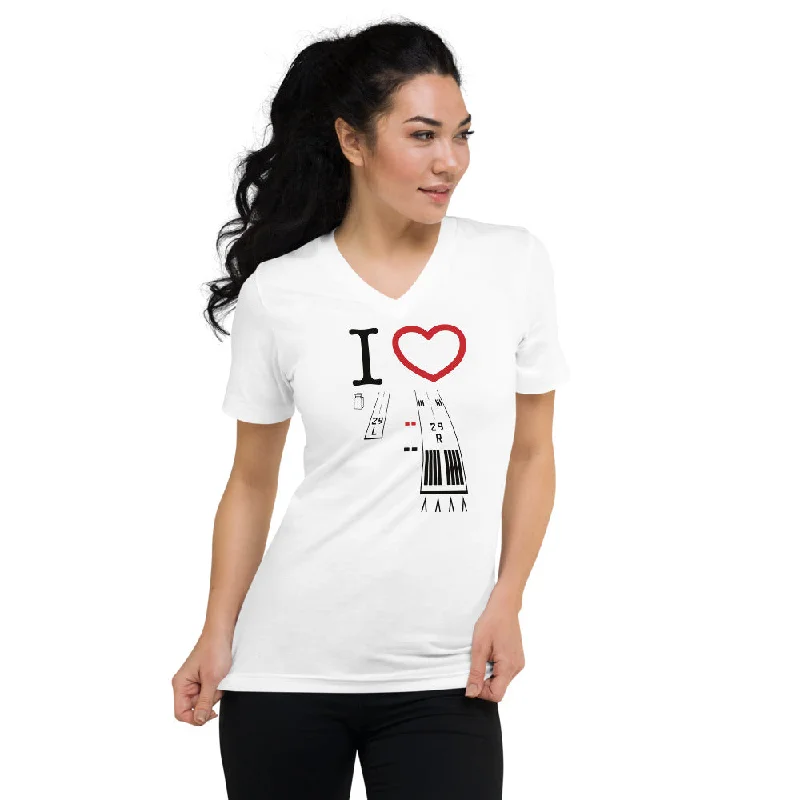 Torrance Airport Runways 29L / 29R - 11L / 11R - short-sleeve v-neck T-shirt (white) Modern Contemporary Chic