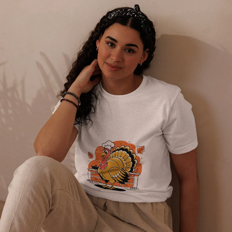 Turkey Chef Graphic Women Staple Eco T-shirt Asymmetrical Pockets Print