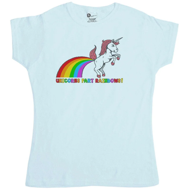 Unicorns Fart Rainbows Fitted Womens T-Shirt Solid Print Embellished