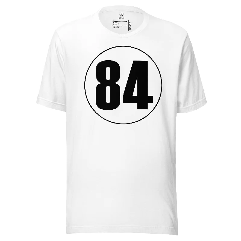 Unisex t-shirt: Black on White 84 Beaded Sequined Faux Fur