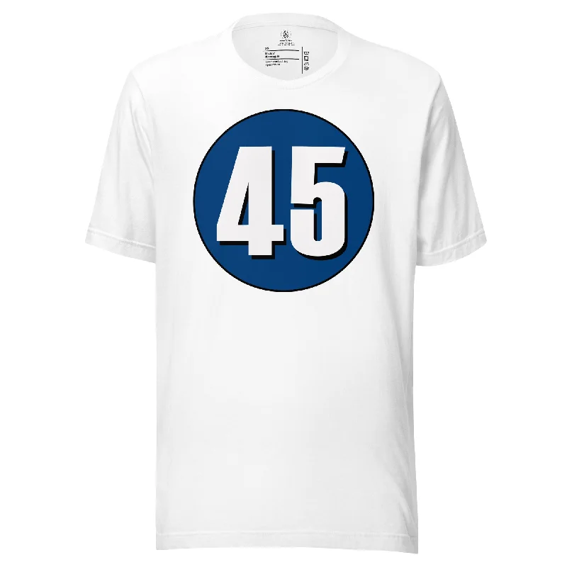 Unisex t-shirt: White on Navy Blue 45 Lace Blend Ribbed Blend Corduroy Blend