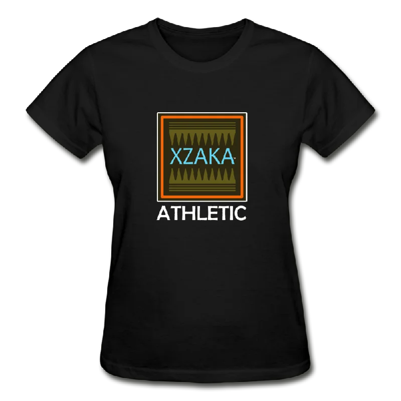 XZAKA - Women "Athletic" Workout T-Shirt - W3555 Ribbed Striped Patterned