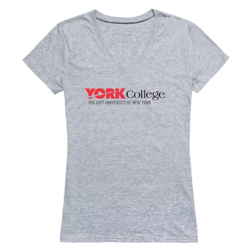 York College Cardinals Womens Seal T-Shirt Mesh Blend Leather Blend Suede Blend