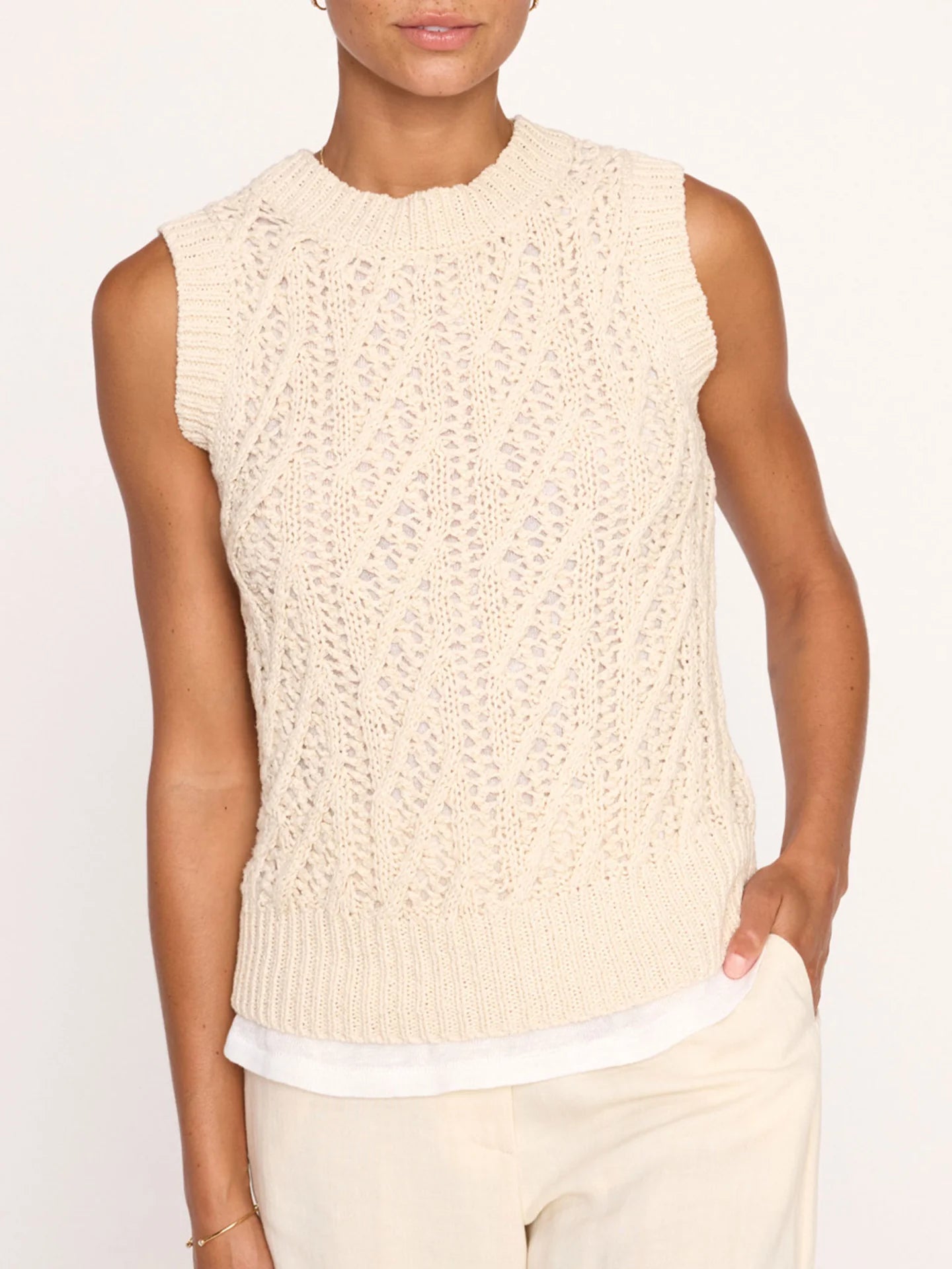 Brochu Walker Otto Layered Tank Egret peach tank top
