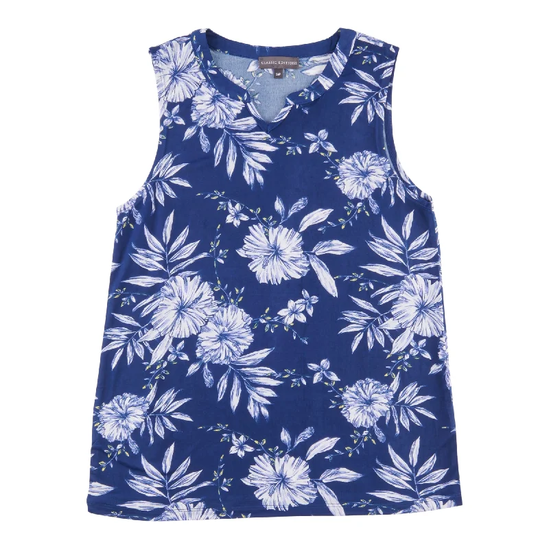 Classic Editions Women's Summer Look Textured Floral Tank Top graphic tank top