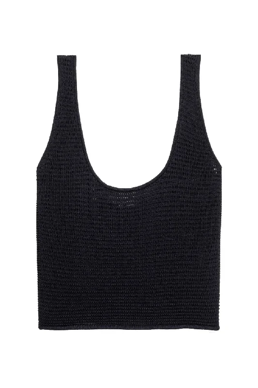 Frame Denim Crochet Tank Top - Black cute tank top