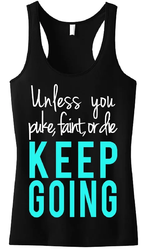 Keep Going Workout Tank Top - Stay Motivated with this Sheer Mini Rib Racerback flirty tank top