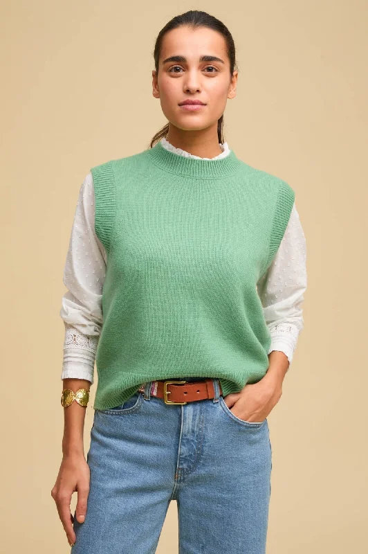 Merino Wool Knitted Short Tank | Green adorable tank top