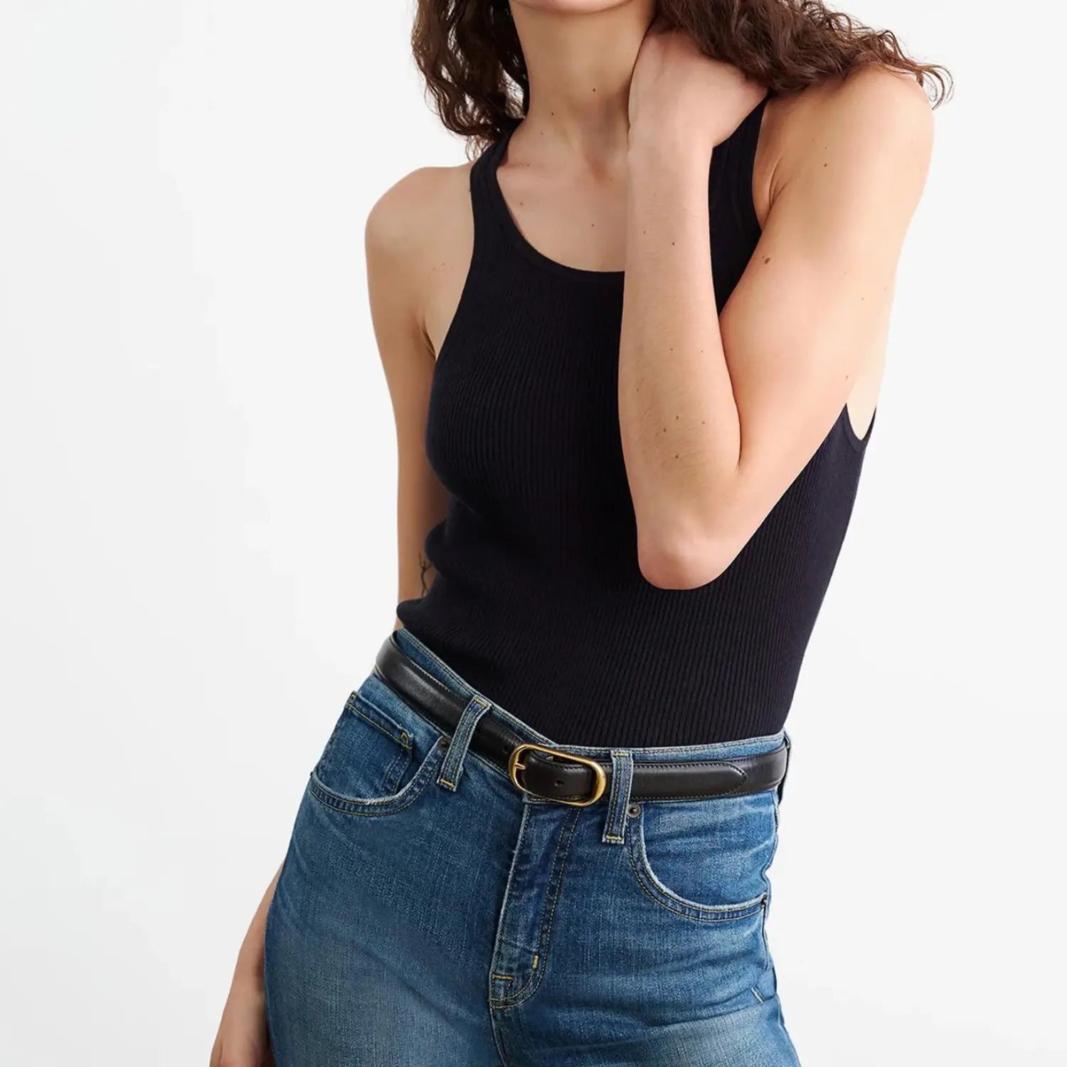 Nili Lotan - Lottie Knit Tank in Dark Navy off shoulder tank