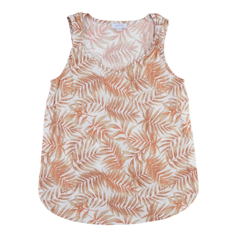 mySTYLE Women's Festival Printed Strap Detail Tank Top cute tank top