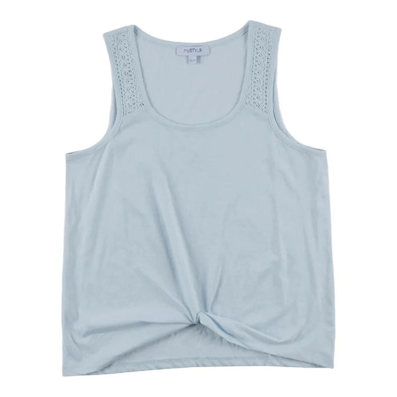 mySTYLE Women's Mykonos Crochet Strap Tank Top pastel tank top