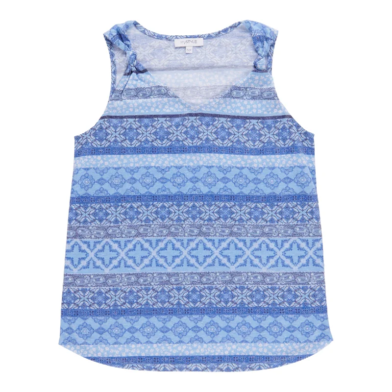 mySTYLE Women's Mykonos Knotted Strap Tank Top soft pink tank
