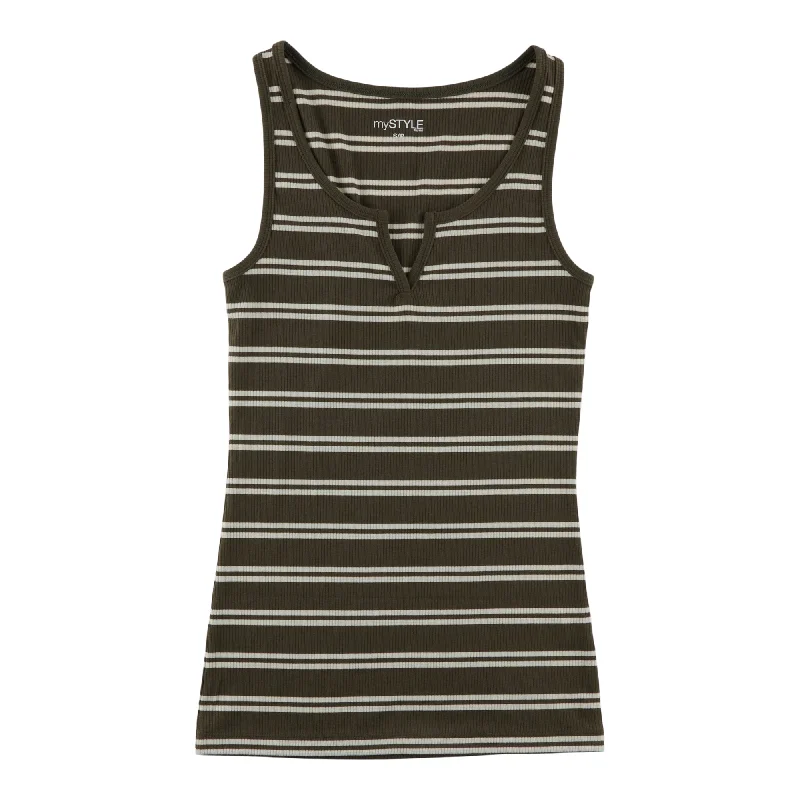 mySTYLE Women's Ribbed Tank navy tank top