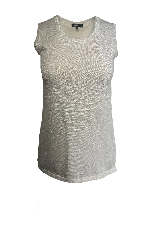 Pure Amici Tank with Lurex C119L | Latte rhinestone tank top