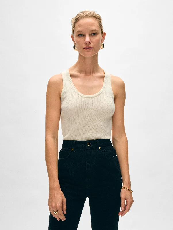 Superfine Merino Ribbed Tank basic tank top
