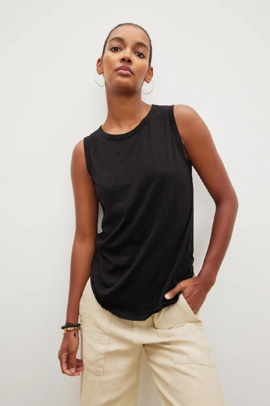 Velvet by Graham & Spencer Taurus 03 Cotton Slub Tank | Black lounge tank top