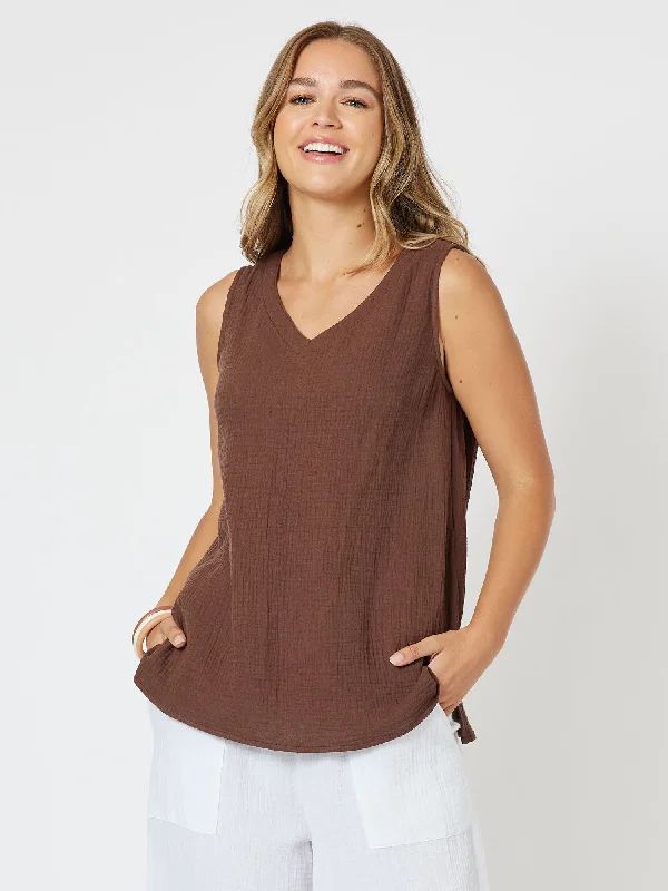 Byron Cotton Tank Top - Chocolate gold tank top
