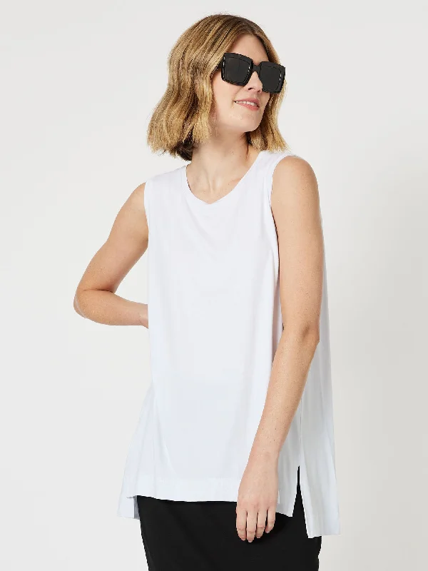 Cruise Jersey Tank Top - White cotton tank top