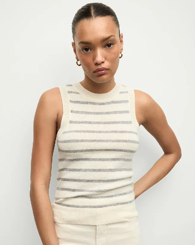 Jerrel Striped Cashmere Tank black tank top
