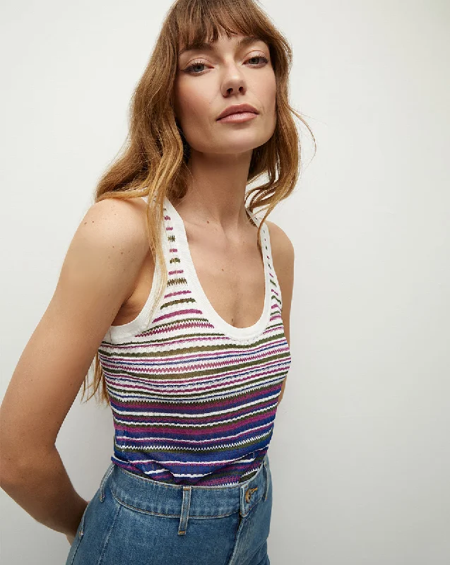 Nabella Striped Knit Tank graphic tank top