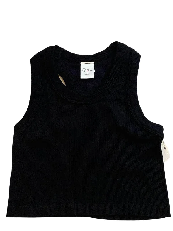 Ribbed Seamless Tank - Black halter tank top