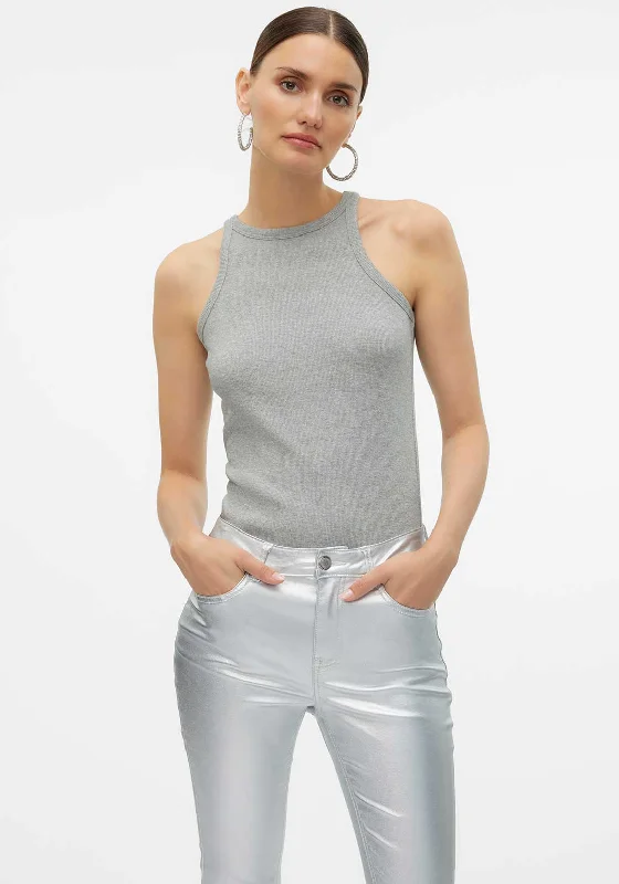 Vero Moda Chloe Lurex Tank Top, Light Grey breathable tank top