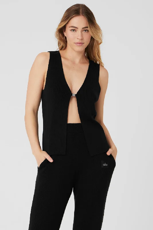 Knit Salana Tank - Black flowy tank top