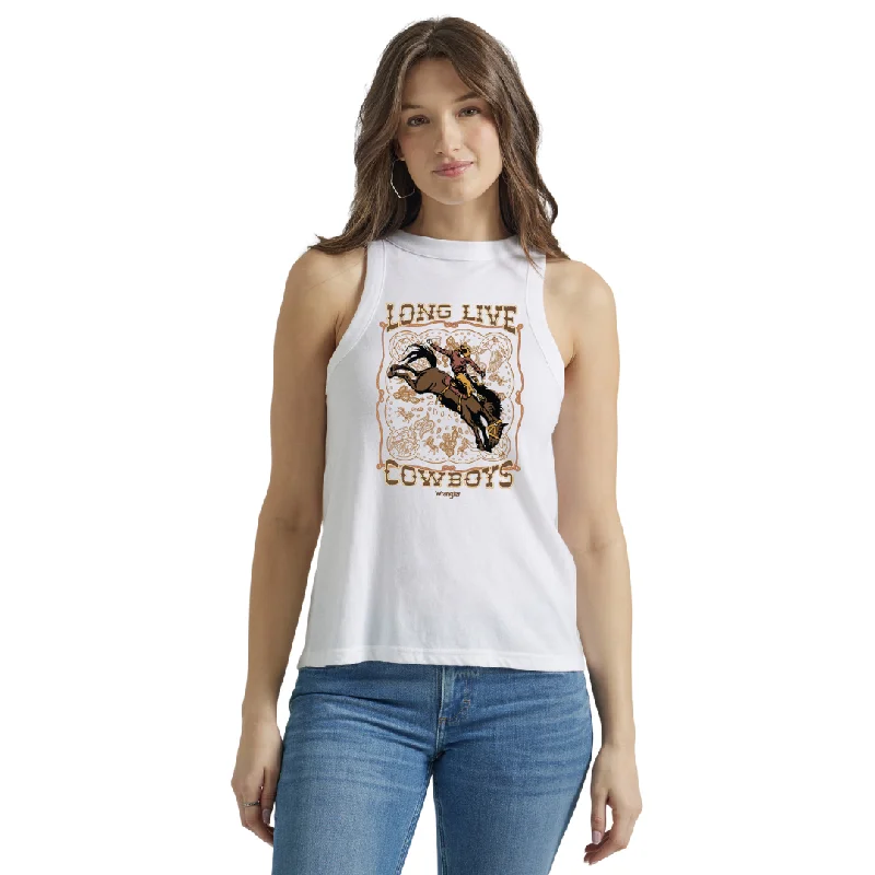 Wrangler Retro® Knit Goddess "Long Live Cowboys" Tank 112347630 silver tank top
