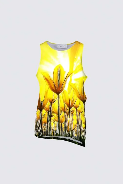Floral Embosses: Tulip Daydream 02 Designer Florence Knotted Tank Top mint tank top