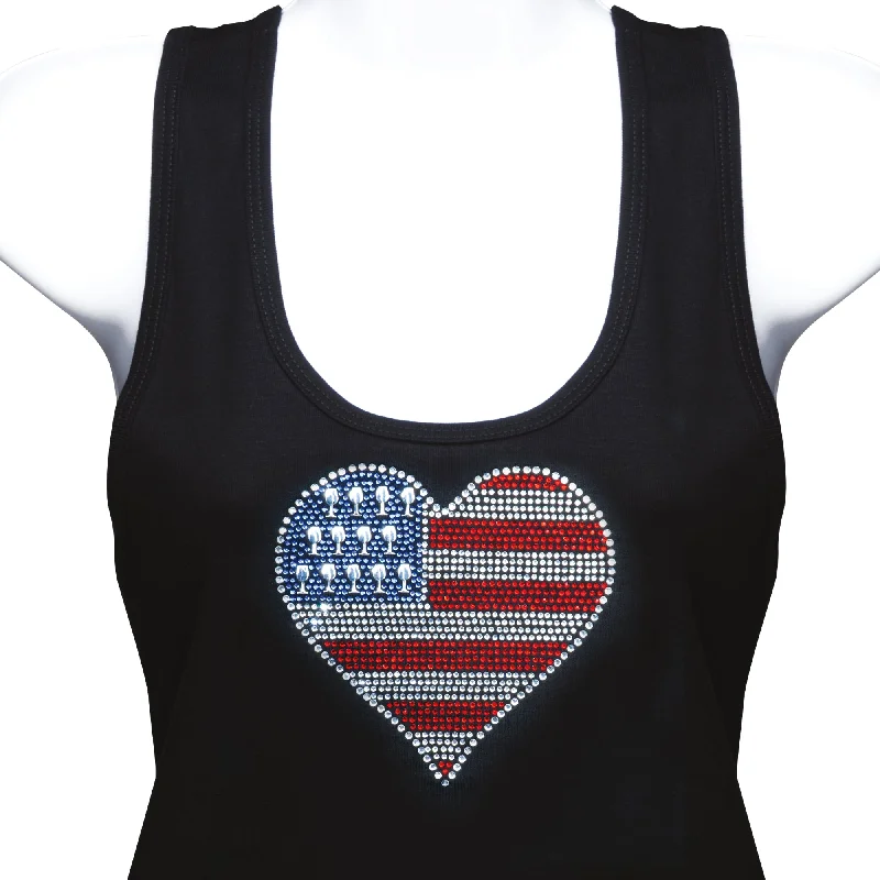 Heart Flag Rhinestone Tank Top cherry red tank