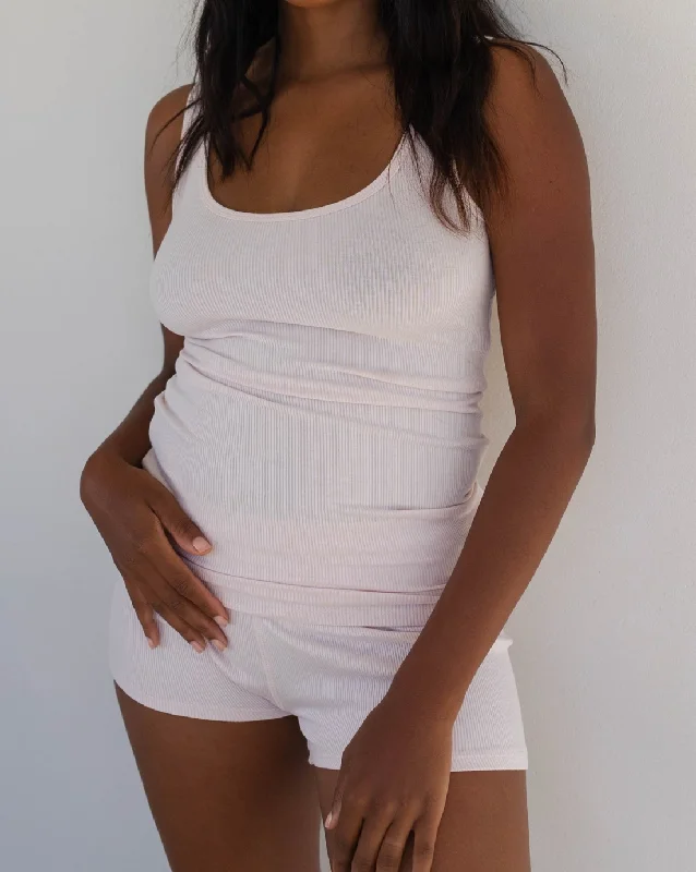 Kismet Ribbed Tank Set, Rosewater fashionable tank top
