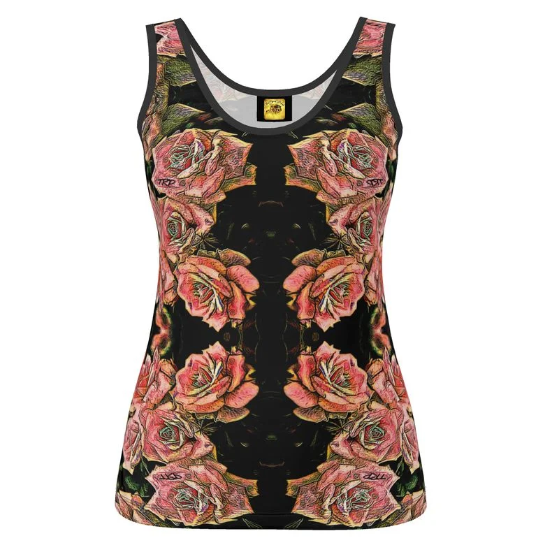 Floral Embosses: Roses 06-01 Ladies Designer Scoop Neck Tank Top lavender tank top