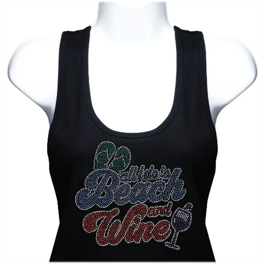 Beach & Wine Rhinestone Tank Top vintage tank top