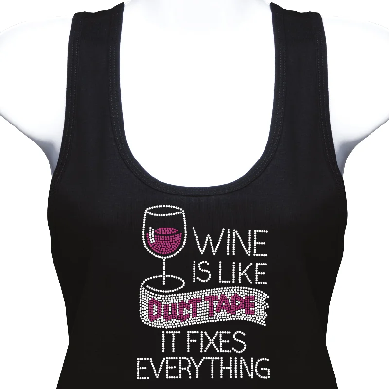 Duct Tape Rhinestone Tank Top lace back tank