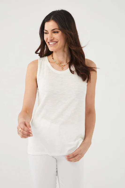 FDJ White Scoop Neck Tank Top sequin tank top