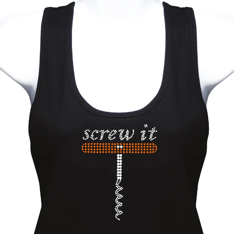 Screw It Rhinestone Tank Top striped tank top