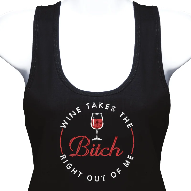 Wine Takes the Bitch Rhinestone Tank Top lace tank top