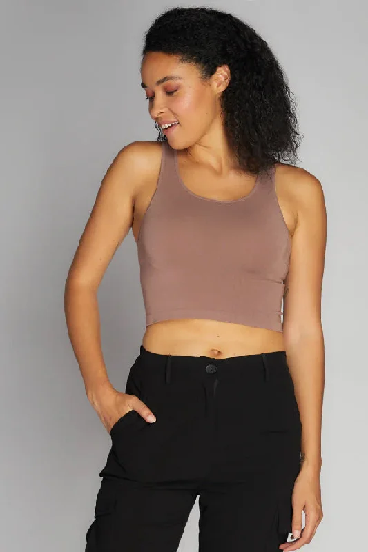 C’est Moi Bamboo Crop Tank mesh tank top