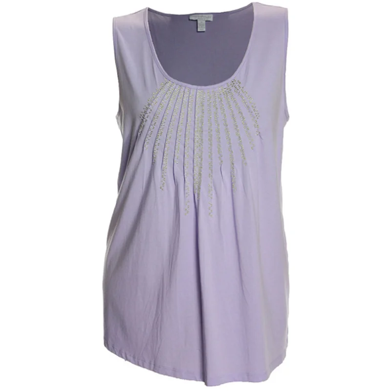 Charter Club Purple Sleeveless Embroidered Tank Top Plus Size stretchy tank top