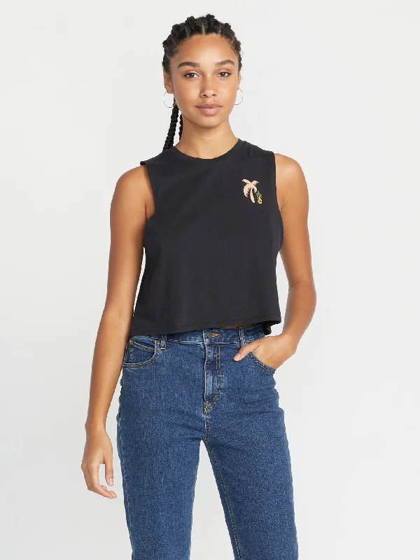 Stone Hour Crop Tank - Black fitted tank top