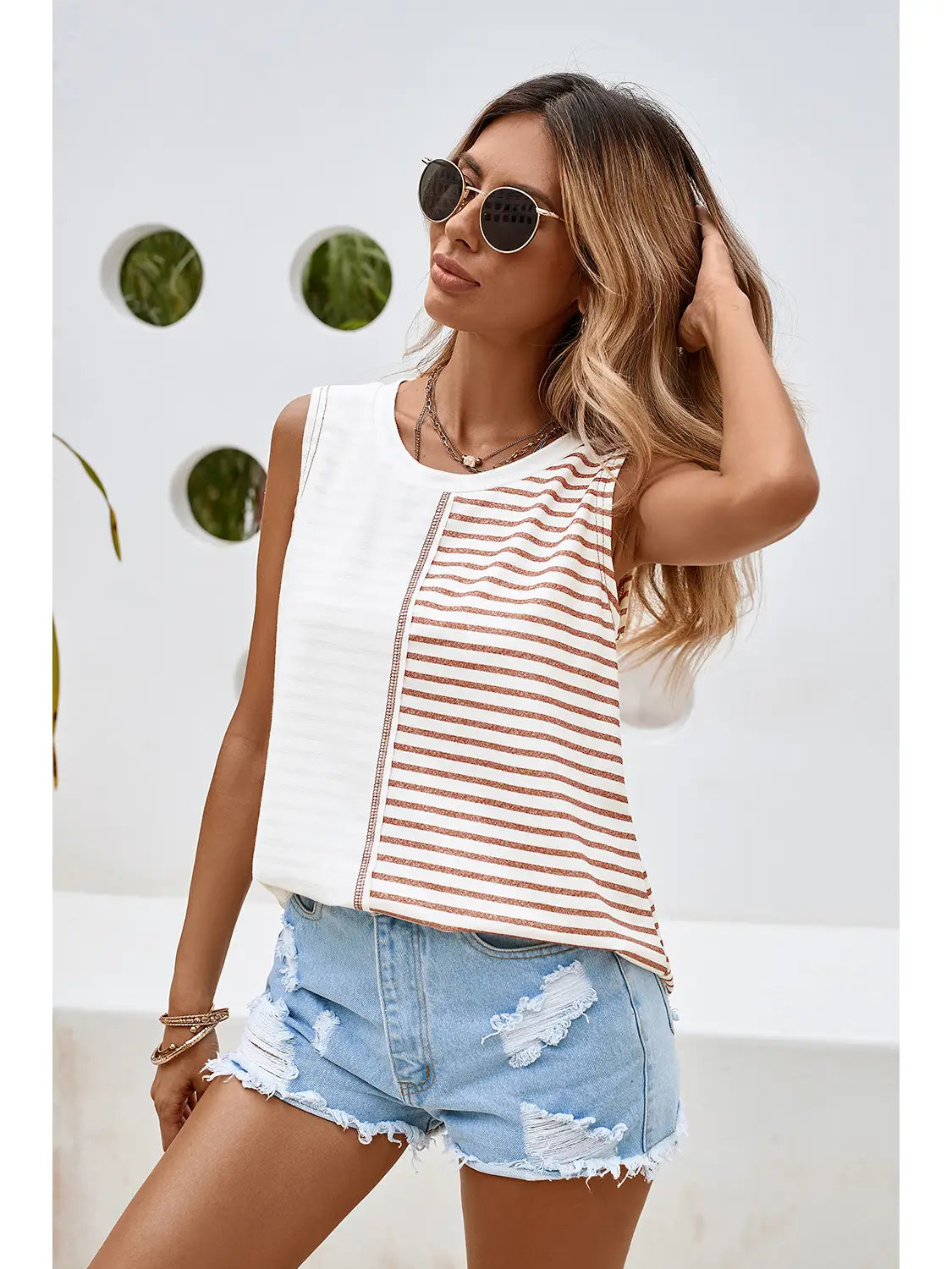 Stripe Colorblock Knit Tank Top trendy tank top