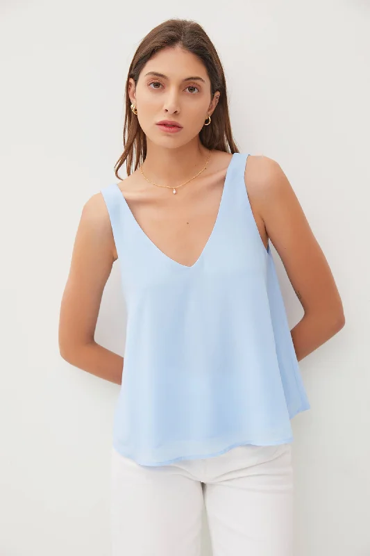 Sleeveless V-Neck Solid Tank grey tank top