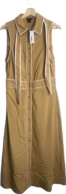 Karen Millen Camel Sleeveless Button-Down Dress UK 12 Tunics Trendy modern